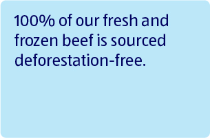 100% of our fresh and frozen beef is sourced deforestation-free.