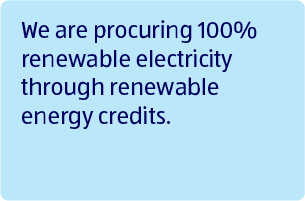 We are procuring 100% renewable electricity through renewable energy credits.